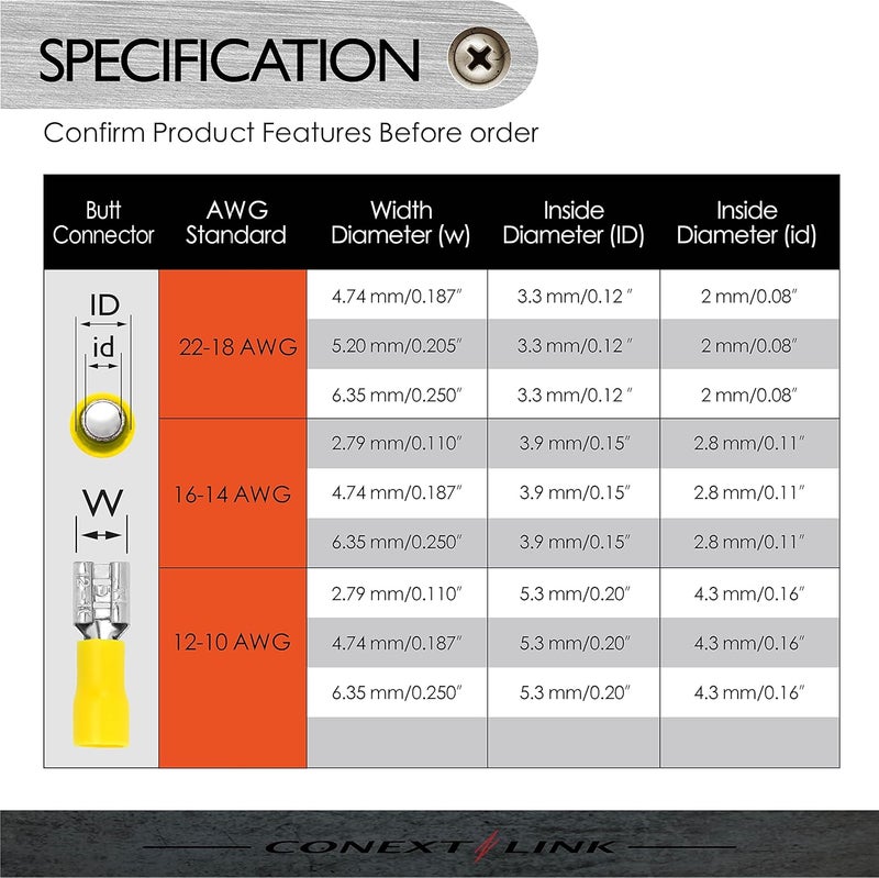 Conext Link Vinyl Quick Disconnect Terminal, Female Yellow 12-10awg, 0.250", 25 Pack（17345） - Image 3